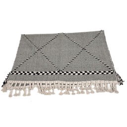 [230032964] Alfombra 160x230cm Boho rombos BN