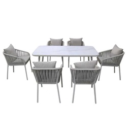 [230041066] Juego comedor terraza 6 sillas Sylva blanco